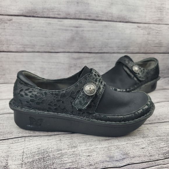 Alegria Dena Professional Shoes Black Embossed DEN-435 Size 37 US 7 - Picture 2 of 9